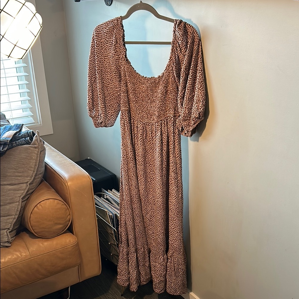 Floral Brown Patterned Women's Dress